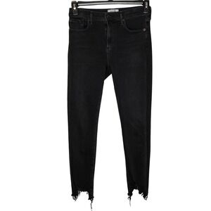 AGOLDE Sophie Women Size 27 Black High Rise Cropped Raw‎ Hem Skinny Jeans